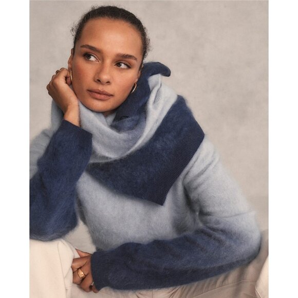 NWT J.Crew Dip-dyed Brushed Cashmere Crewneck Sweater in Fresh Air Evening L - Picture 9 of 9